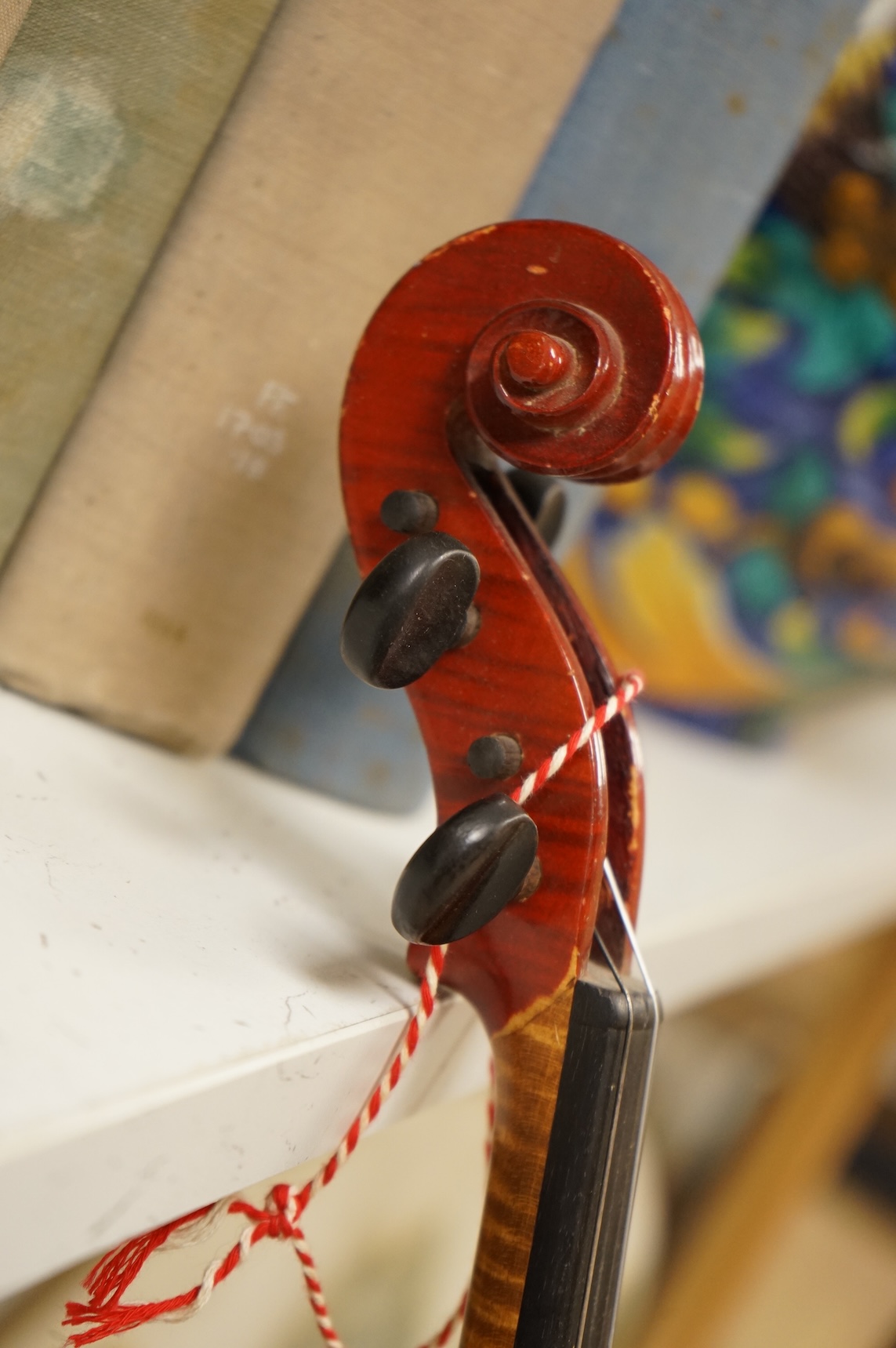 Three musical instruments to include a Buffet flute and violin with two bows